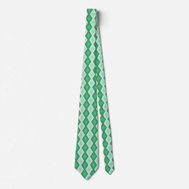 Shades of green diamond pattern tie (Front)