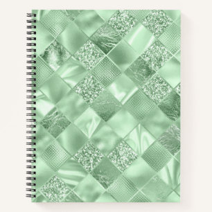 SHADES OF GREEN DIAMOND SHIMMER PLAID NOTEBOOK