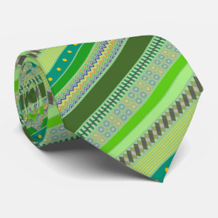 Shades of Green Fun, Colourful, Graphic Stripes Tie