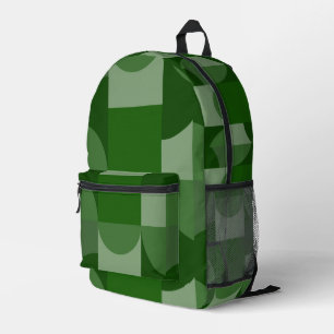 Shades of green geometric shapes pattern printed backpack