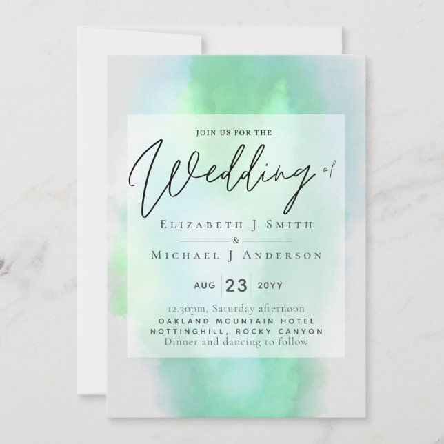Shades of Green Grey Modern Budget Wedding (Front)