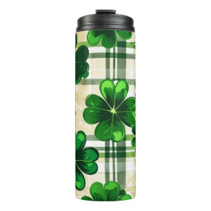 SHADES OF GREEN IRISH CELTIC SHAMROCKS THERMAL TUMBLER