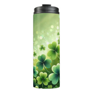 SHADES OF GREEN IRISH CELTIC SHAMROCKS THERMAL TUMBLER