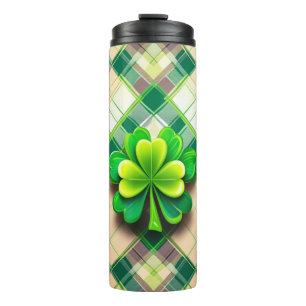 SHADES OF GREEN IRISH CELTIC SHAMROCKS THERMAL TUMBLER