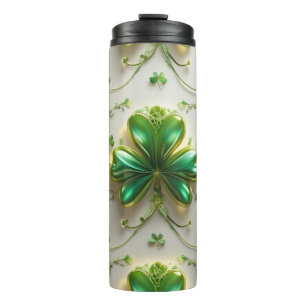 SHADES OF GREEN IRISH CELTIC SHAMROCKS THERMAL TUMBLER