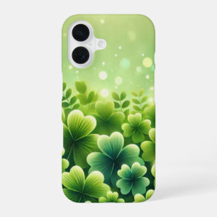 SHADES OF GREEN IRISH CLOVER SHAMROCKS iPhone 16 CASE