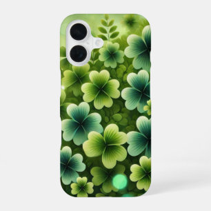 SHADES OF GREEN IRISH CLOVER SHAMROCKS iPhone 16 CASE