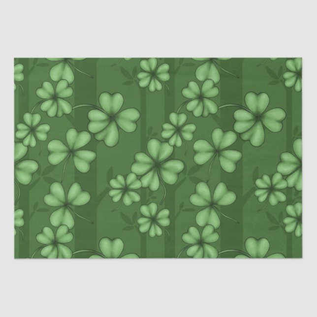 SHADES OF GREEN IRISH SHAMROCKS TISSUE PAPER (Front)