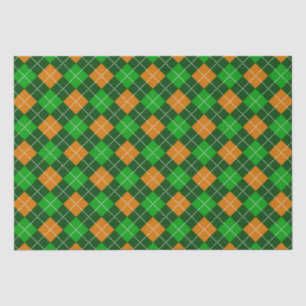 SHADES OF GREEN & ORANGE IRISH PLAID PATTERNS TISSUE PAPER