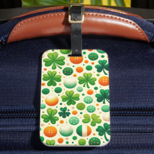 SHADES OF GREEN & ORANGE IRISH THEME LUGGAGE TAG