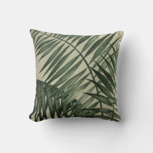 Shades of Green Palm Leaf Throw Pillow
