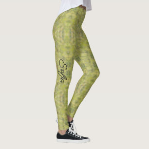 Shades of Green Personalise Name Quality  Leggings