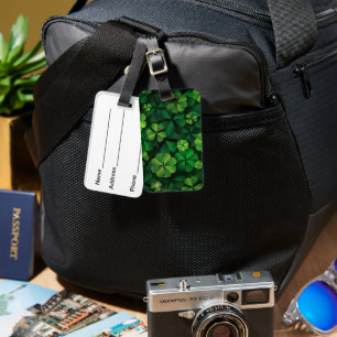 SHADES OF GREEN PRETTY IRISH SHAMROCKS LUGGAGE TAG