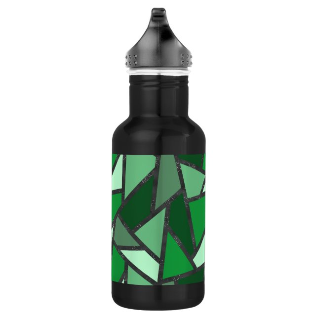 Shades of green stained glass pattern 532 ml water bottle (Right)