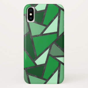 Shades of green stained glass pattern iPhone x case