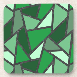 Shades of green stained glass pattern coaster