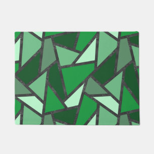 Shades of green stained glass pattern doormat