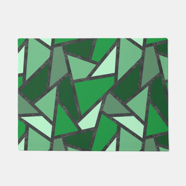 Shades of green stained glass pattern doormat (Front)