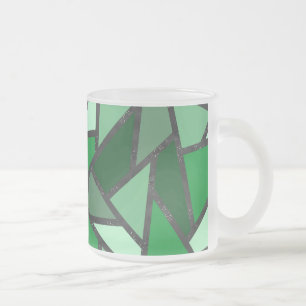 Shades of green stained glass pattern frosted glass coffee mug
