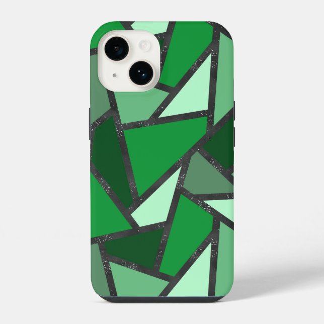 Shades of green stained glass pattern iPhone case (Back)