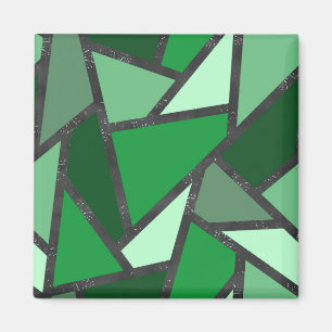 Shades of green stained glass pattern magnet