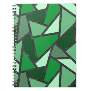 Shades of green stained glass pattern notebook