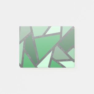 Shades of green stained glass pattern post-it notes