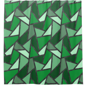Shades of green stained glass pattern shower curtain