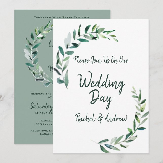 Shades of Green - Wedding Invitation (Front/Back)