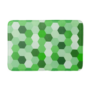 Shades of Green White Geometric Hexagon Bath Mat