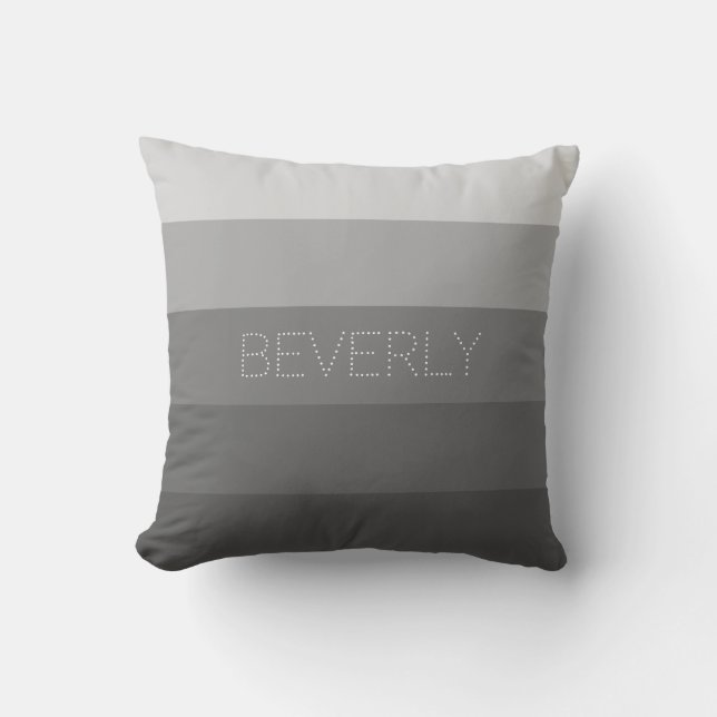 Shades Of Grey, 5 Colours, Personalised Name Cushion (Front)