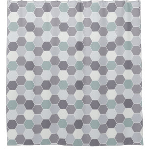 Shades of Grey and White Honeycomb Pattern Shower Curtain