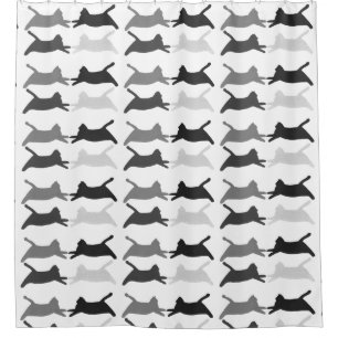 Shades of Grey & Black Acrobat Cats Shower Curtain