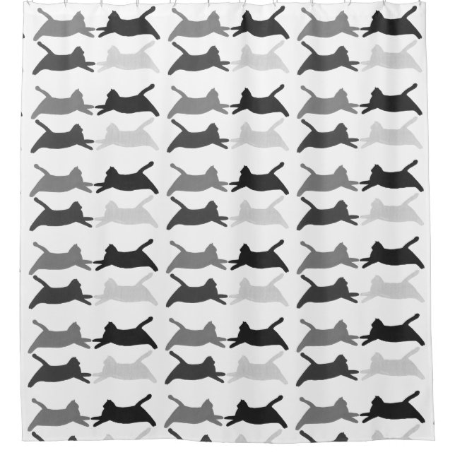 Shades of Grey & Black Acrobat Cats Shower Curtain (Front)