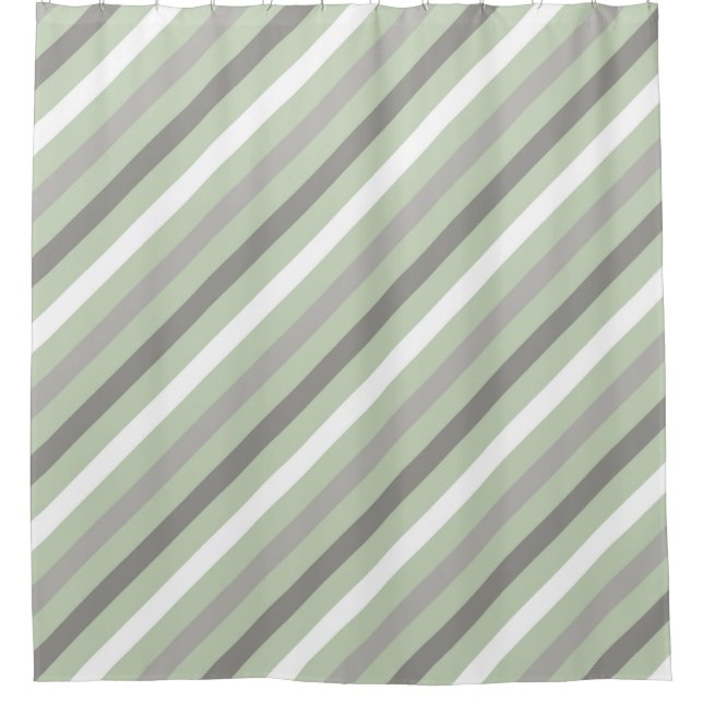 Shades of Grey Diagonal Stripe Modern Shower Curtain (Front)