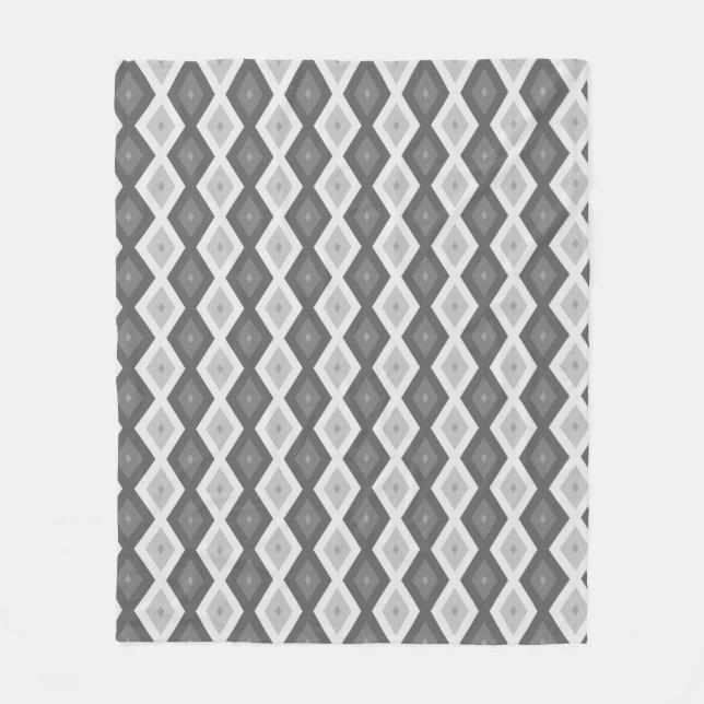 Shades of grey diamond pattern fleece blanket (Front)