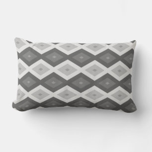 Shades of grey diamond pattern lumbar cushion