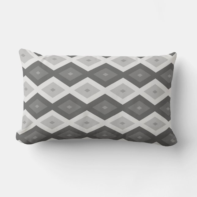 Shades of grey diamond pattern lumbar cushion (Front)