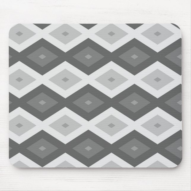 Shades of grey diamond pattern mouse mat (Front)