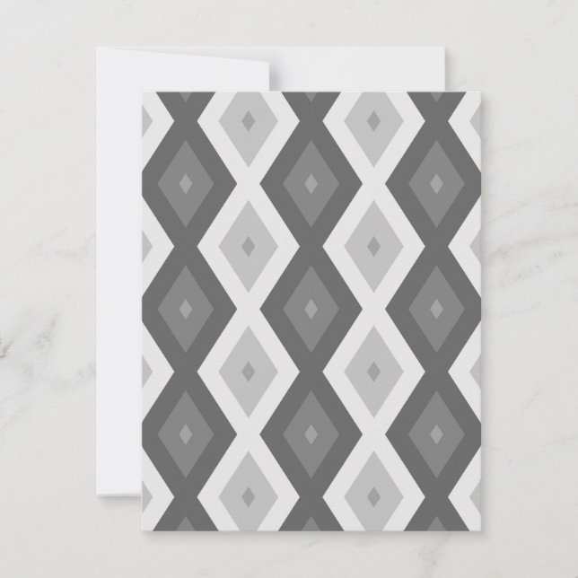 Shades of grey diamond pattern RSVP card (Front)