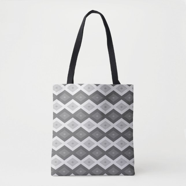 Shades of grey diamond pattern tote bag (Front)