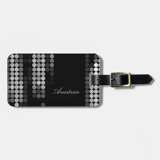 Shades Of Grey Dot Pattern Luggage Tag (Front Horizontal)