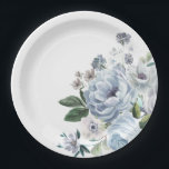 Shades of Grey Dusty Blue Winter Rustic Wedding Paper Plate<br><div class="desc">Elegant floral winter wedding plate features elegant grey and icy blue watercolor flower bouquet frosty-hued greenery. Please contact me for any help in customisation or if you need any other product with this design.</div>
