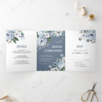 Shades of Grey Dusty Blue Winter Rustic Wedding Tr
