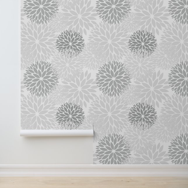 Shades of Grey Floral Wallpaper (Application)