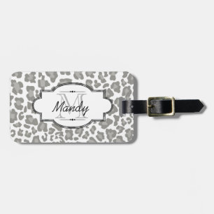 Shades of Grey Leopard Print Luggage Tag