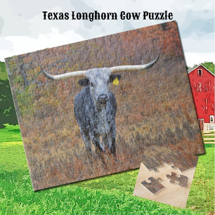 Shades of Grey Longhorn Cow Puzzle