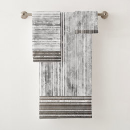 Shades of Grey Marble & Stripe Pattern Bath Towel Set