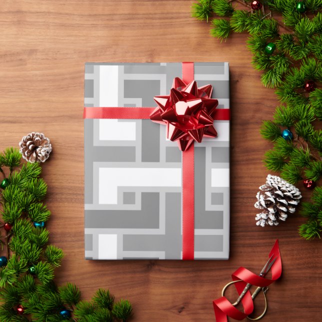 Shades of Grey MCM Mid Century Abstract Modern Wrapping Paper (Holiday Gift)