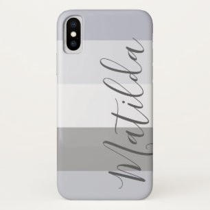 Shades of grey Ombre Stripe Personalised Name iPhone X Case